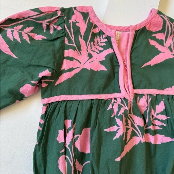 Green and Pink Floral Baby Romper - Picture 3 of 3